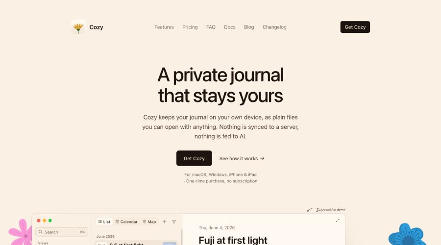 Cozy Journal website